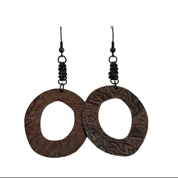 Attitudes around Hoop Copper Drop Earrings - Picture 2 of 6